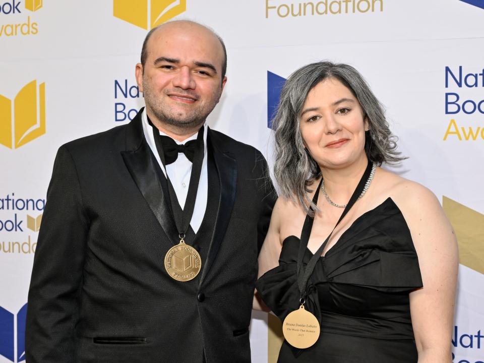 Stenio Gardel, left, and Bruna Dantas Lobato attend the 74th National Book Awards ceremony at Cipriani Wall Street on Wednesday, Nov. 15, 2023, in New York. (Photo by Evan Agostini/Invision/AP)