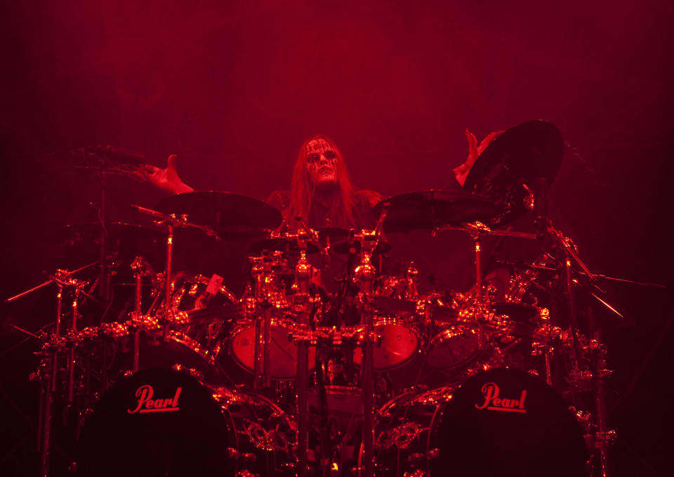 Joey Jordison onstage with Slipknot  in 2009 - Credit: AP Images