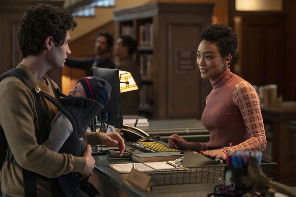 you l to r penn badgley as joe goldberg and tati gabrielle as marienne in episode 301 of you cr john p fleenornetflix © 2021