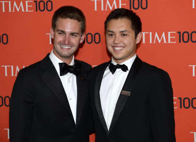 Snapchat co-founders Evan Spiegel and Bobby Murphy attends the Time 100 Gala celebrating the Time 100 issue of the Most Influential People In The World at Jazz at Lincoln Center on April 29, 2014 in New York