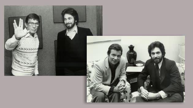 "Star Trek" legends Leonard Nimoy (top left) and William Shatner were among the notable guests on Speigel's "Edge of Reality" radio show, which was launched in the late 1970s. <span class="copyright">Courtesy of Lorraine Simone</span>