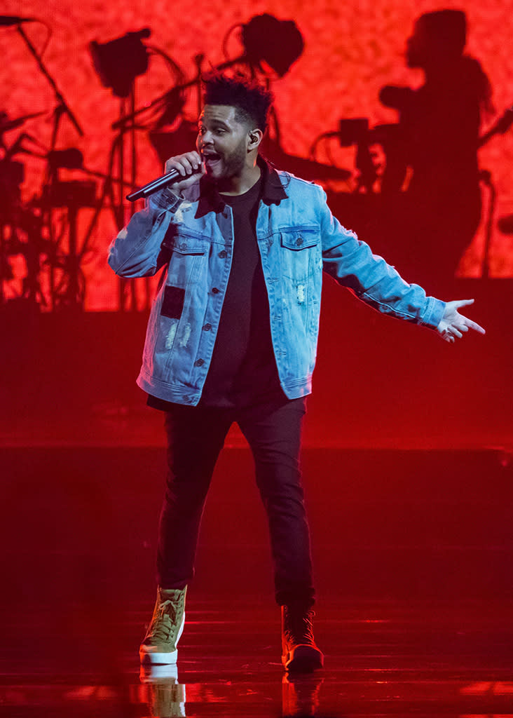 <p><em>Starboy</em> debuted at No. 1, and the Weeknd performed its single “I Feel It Coming” with Daft Punk at this year’s ceremony, yet he received only one nomination — for Best Urban Contemporary Album. (Photo: Scott Legato/Getty Images) </p>