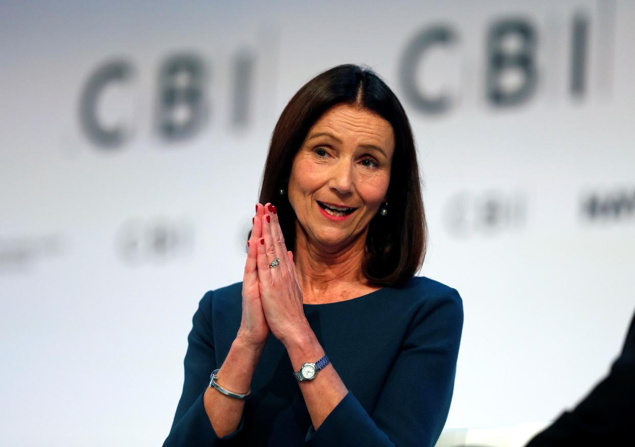 CBI Director General, Carolyn Fairbairn speaks at the annual Confederation of British Industry (CBI) conference in central London, on November 19, 2018. - British Prime Minister Theresa May on Monday defended her draft Brexit deal to business leaders ahead of "intense negotiations" with Brussels in the coming week. May told the Confederation of British Industry, the UK's main business lobby group, that she is confident of striking a deal at the European Council in the run-up to Sunday's summit to sign Britain's divorce papers. (Photo by ADRIAN DENNIS / AFP)        (Photo credit should read ADRIAN DENNIS/AFP/Getty Images)