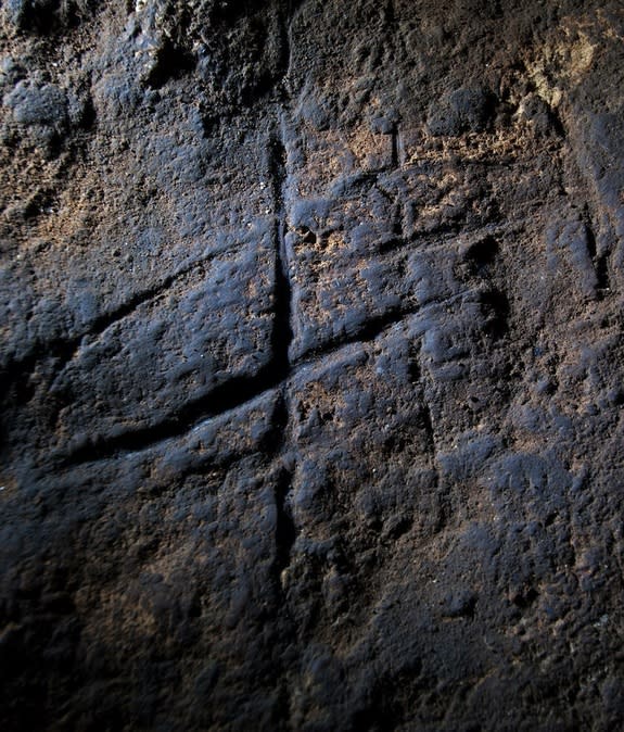 This abstract cave carving is possibly the first known example of Neanderthal rock art.