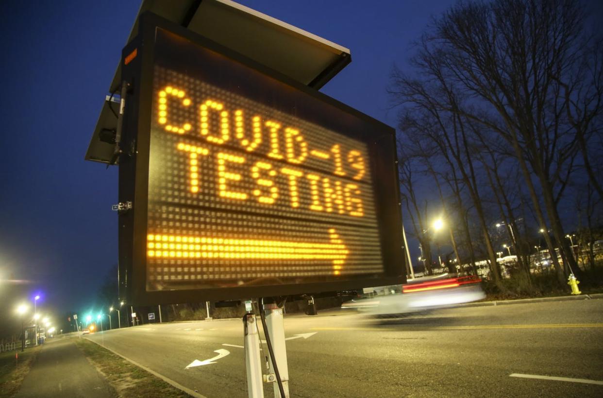 <span class="caption">What if you could test yourself for coronavirus with a test in the comfort of your home?</span> <span class="attribution"><a class="link " href="https://media.gettyimages.com/photos/stony-brook-ny-a-digital-sign-directs-people-to-the-drivethrough-picture-id1213723698?s=2048x2048" rel="nofollow noopener" target="_blank" data-ylk="slk:John Paraskevas/Newsday RM vis Getty Images;elm:context_link;itc:0;sec:content-canvas">John Paraskevas/Newsday RM vis Getty Images</a></span>