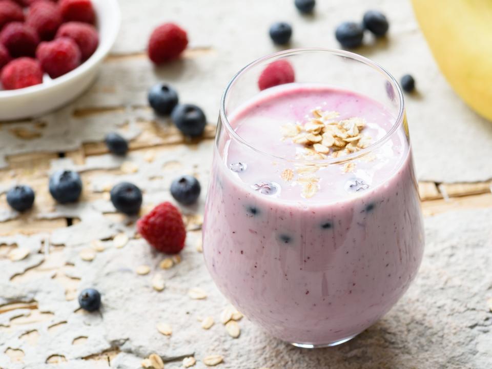 A berry oat smoothie