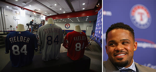 May 28, 2015: Texas Rangers Designated hitter Prince Fielder (84) during  the Red Sox at Rangers baseball game at Globe Life Park, Arlington, Texas.  (Icon Sportswire via AP Images Stock Photo - Alamy