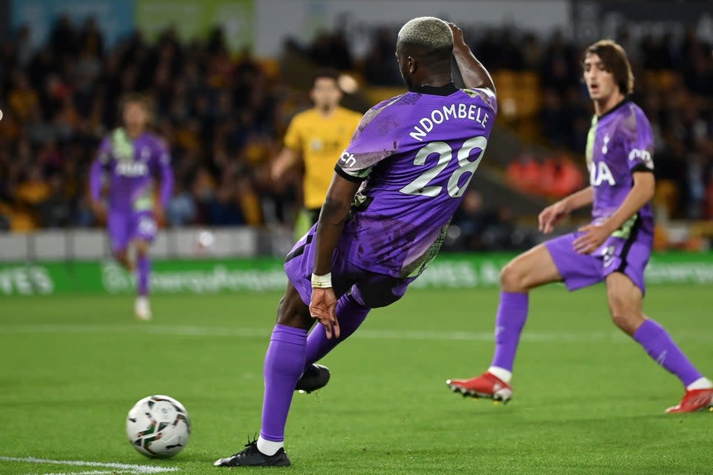 Tanguy Ndombele scored for Tottenham but was at fault for both Wolves goals  (Tottenham Hotspur FC via Getty Images)