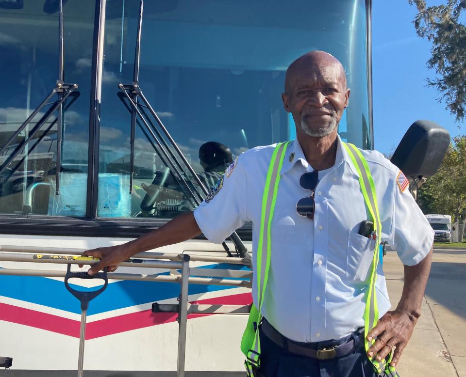 Bernard Huggins stands in front of his bus at the Votran headquarters in South Daytona on Nov. 2, 2022.