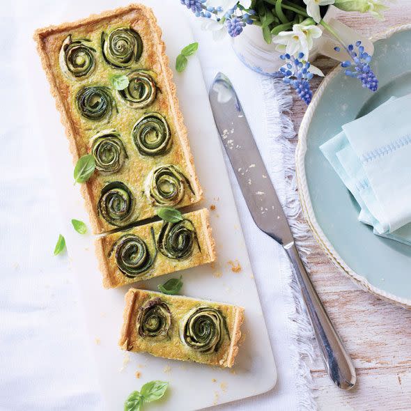 Courgette and pesto tart