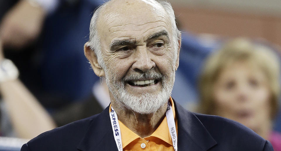 epa08788182 (FILE) - The file picture dated 05 September 2013 shows Scottish actor Sean Connery watching a quarterfinals round match of the 2013 US Open Tennis Championship at the USTA National Tennis Center in Flushing Meadows, New York, USA. According to media reports on 31 October 2020, Sean Connery has died aged 90.  EPA/JASON SZENES *** Local Caption *** 50983940