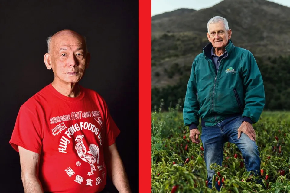 David Tran (left) built Huy Fong Foods around his hit sriracha recipe; Craig Underwood was his exclusive chili supplier.