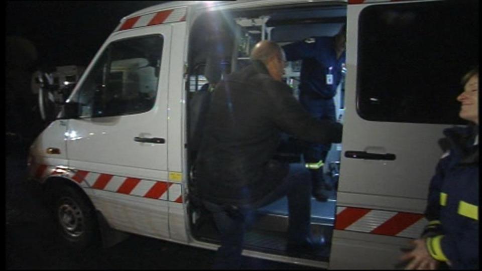 Footage of Kochie jumping into Todd Russell's ambulance