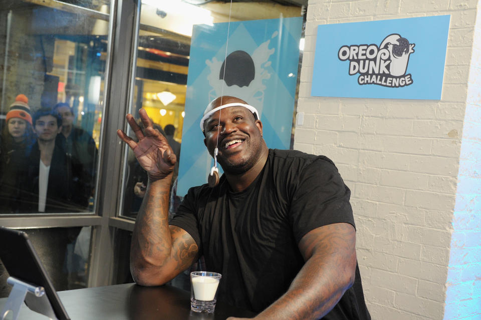 To launch the OREO Dunk Challenge, Shaquille ONeal challenged fans to a new kind of dunk hands-free OREO cookie dunking, powered by brain-sensing technology in New York City.