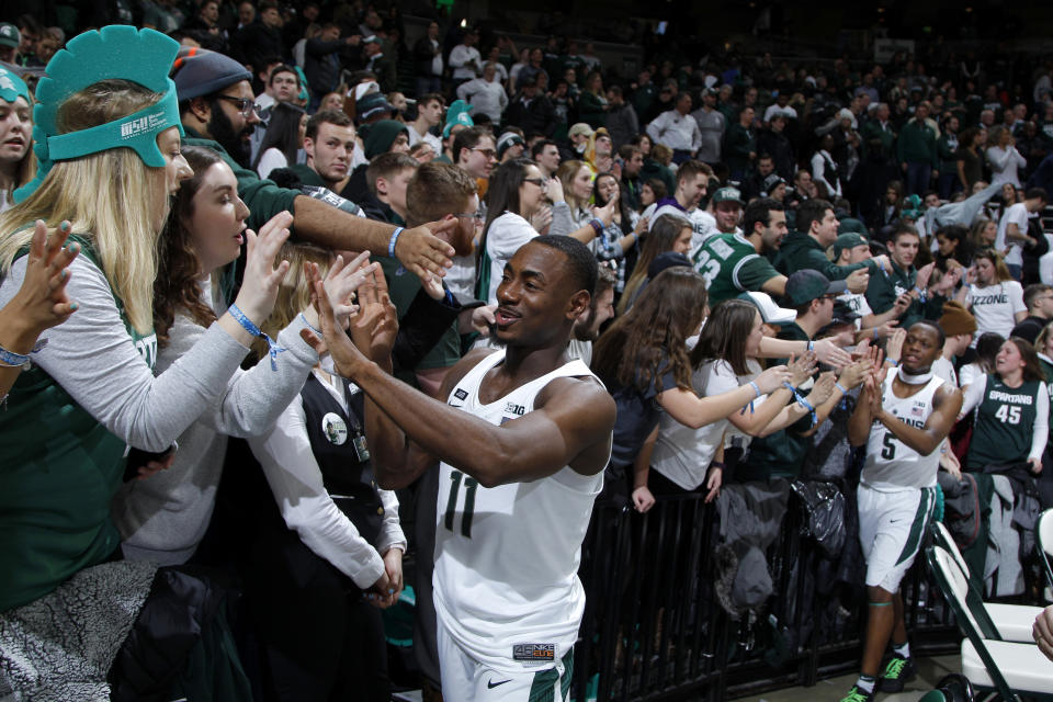 Michigan State’s No. 3 seed suggests the Spartans may have a hard time leapfrogging all the way to the top seed line by Selection Sunday. (AP Photo/Al Goldis)