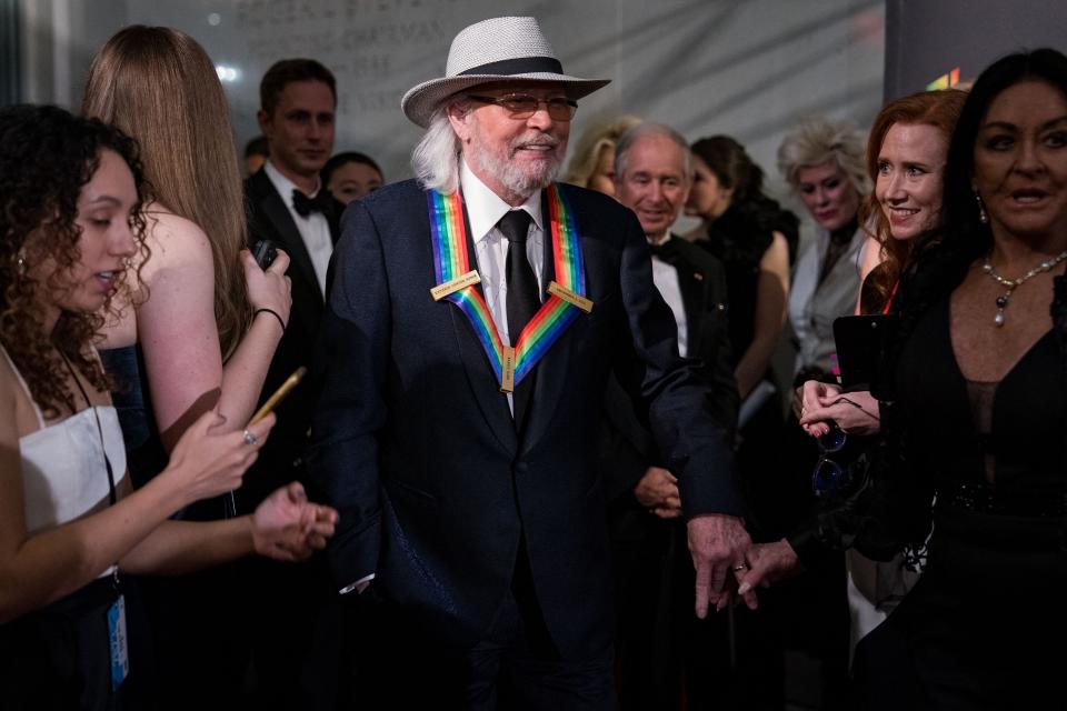 Honoree British musician and singer-songwriter Barry Gibb attends the 46th Kennedy Center Honors gala at the Kennedy Center for the Performing Arts in Washington, DC, on Dec. 3, 2023.