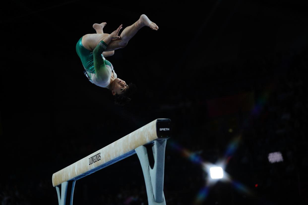 Alexa Moreno en una competencia clasificatoria en Stuttgart. (LIONEL BONAVENTURE/AFP via Getty Images)