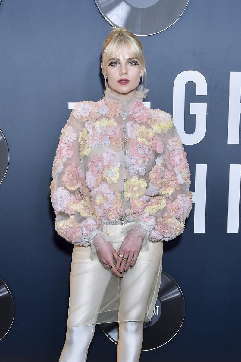 Lucy Boynton at the premiere of "The Greatest Hits" on April 15 in Los Angeles, Chanel, red carpet, celebrity style