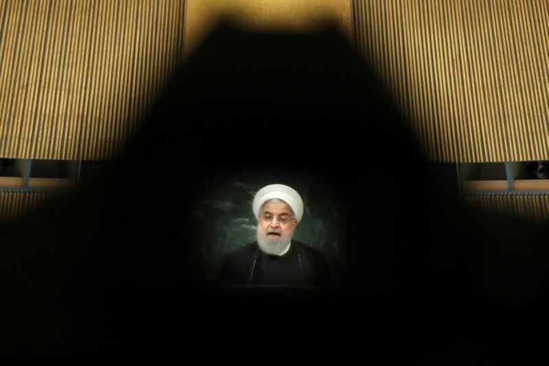 FILE PHOTO: Iran's President Hassan Rouhani addresses the United Nations General Assembly in New York