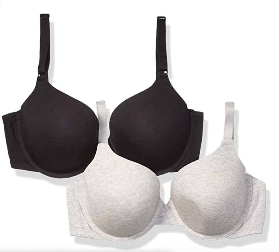 Fruit of the Loom Women’s 2-Pack T-Shirt Bra in Black/Heather Grey