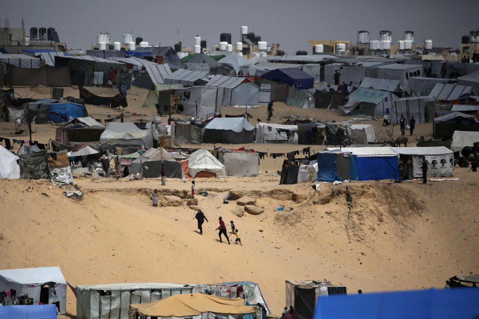 A camp for displaced people in Rafah, southern Gaza, by the border with Egypt on April 28, 2024.  (AFP - Getty Images)