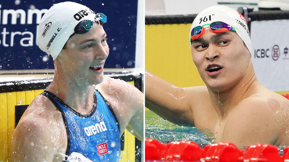 Australian swimmer Cate Campbell has held back from once again criticising Chinese swimmer Sun Yang, who is embroiled in a long-running doping scandal. Pictures: GETTY IMAGES