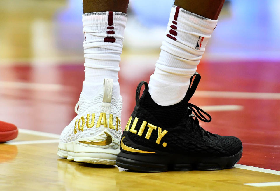 Cleveland Cavaliers forward LeBron James wears Equality shoes against the Washington Wizards. (USA Today Sports)