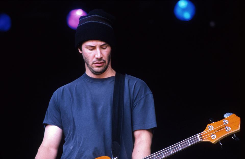 Reeves performs with his band Dogstar at the Glastonbury Festival in the United Kingdom.