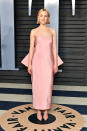 <p>The <em>Lady Bird</em> star and Best Actress nominee stayed true to her petal-pink Calvin Klein dress with an oversized bow. (Photo: Dia Dipasupil/Getty Images) </p>