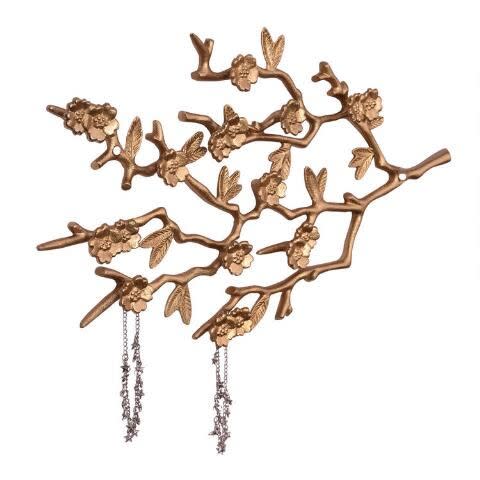 2) Gold Branch Wall Jewelry Holder