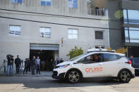 A Bolt EV car is seen during a media event by Cruise, GM’s autonomous car unit, in San Francisco, California, U.S. November 28, 2017. REUTERS/Elijah Nouvelage