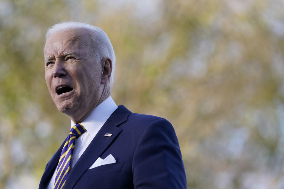 President Joe Biden speaks in support of changing the Senate filibuster rules that have stalled voting rights legislation, at Atlanta University Center Consortium, on the grounds of Morehouse College and Clark Atlanta University, Tuesday, Jan. 11, 2022, in Atlanta. (AP Photo/Patrick Semansky)