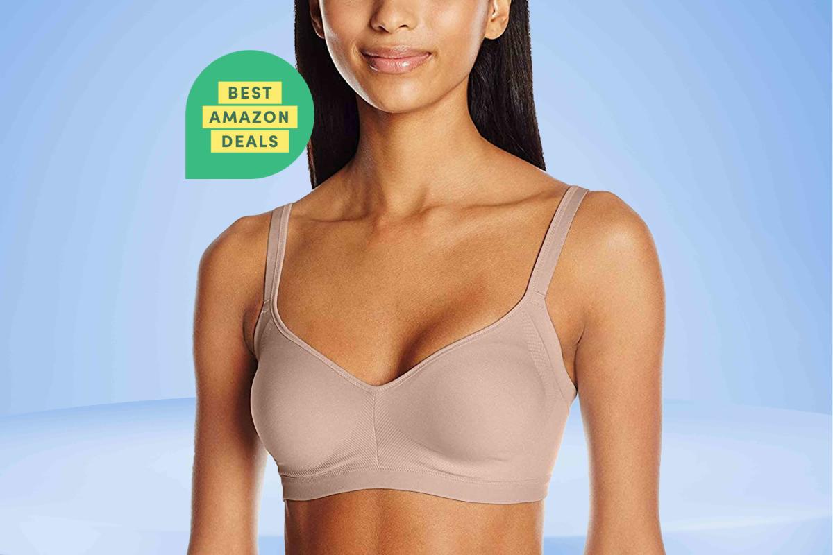 Hanes Ultimate Women's Wireless Bra, Seamless Comfy Support Porcelain S 