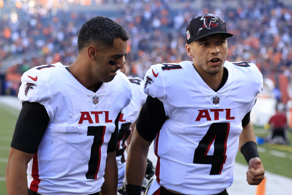 Third-round pick Desmond Ridder will get a long, hard look from the Falcons as they decide if he's the future of their franchise. (Photo by Justin Casterline/Getty Images)