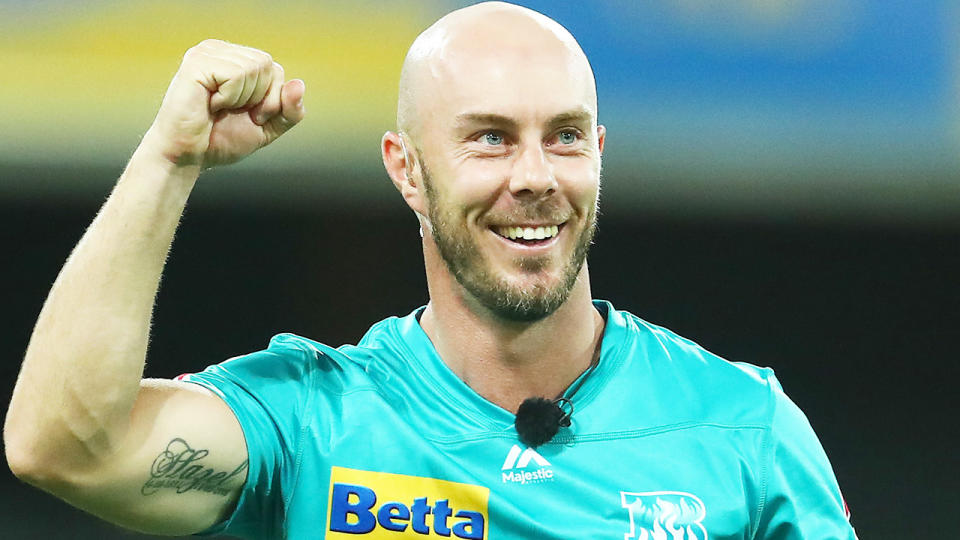 Chris Lynn, pictured here in action for the Brisbane Heat in 2021.