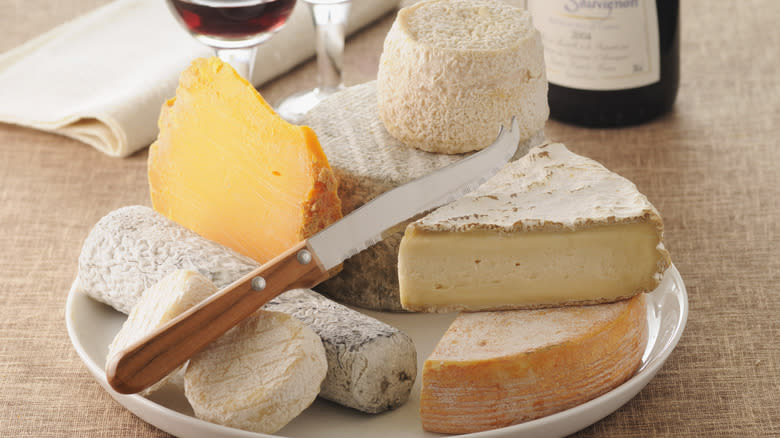 assortment of cheese blocks