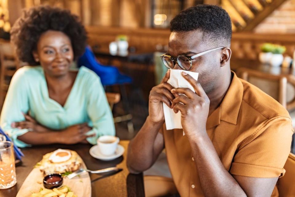 Here's what might be going on if your nose is always running when you eat. <p>iStock</p>