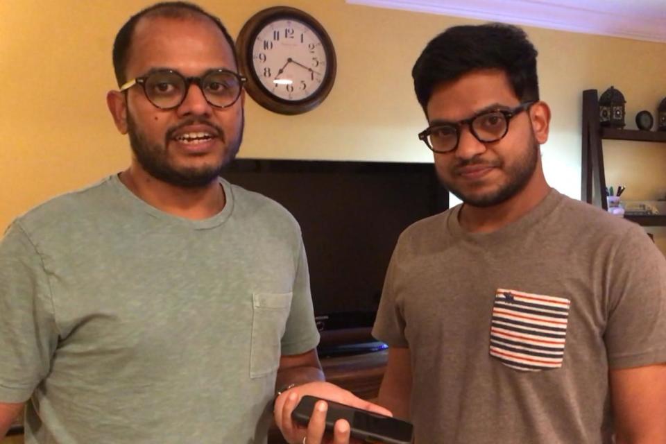 The iPhone X owner, left, and his brother, right (Reddit / Mohanishs)