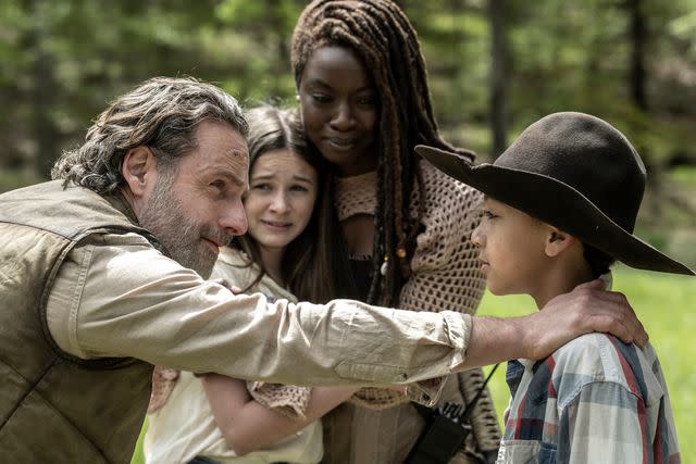 <p>Gene Page/AMC</p> Andrew Lincoln, Danai Gurira, Cailey Fleming, and Anthony Azor on 'The Walking Dead: The Ones Who Live'