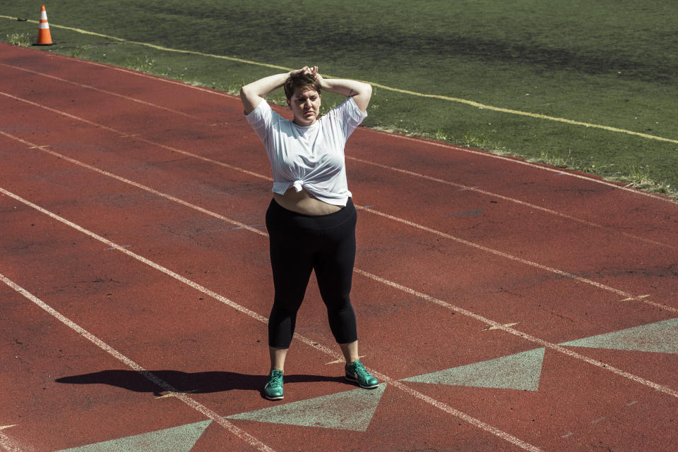 I had just completed a few sprints so I could look exhausted! (Photo: Molly Cranna/Refinery29 for Getty Images)