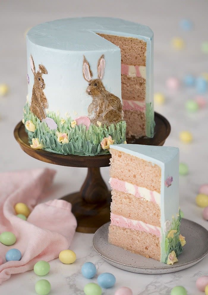 Buttercream-Painted Bunny Cake