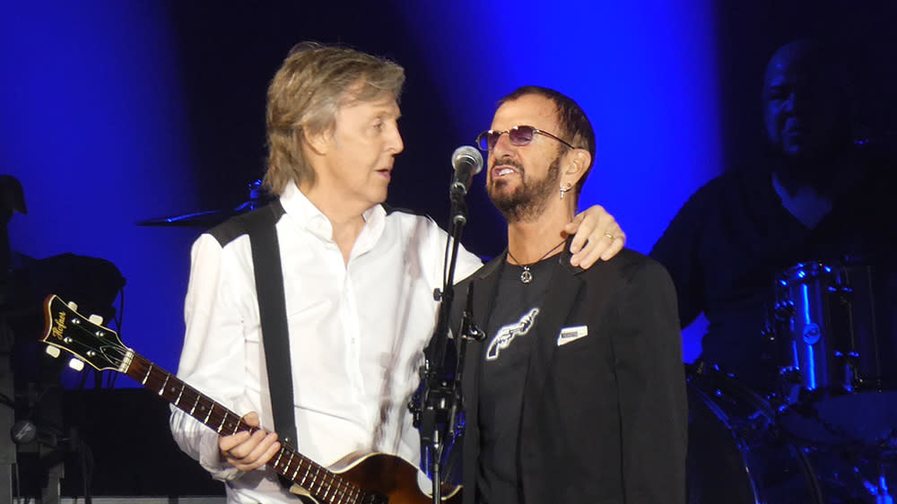 Paul McCartney and Ringo Starr at L.A.'s Dodger Stadium. (Photo: Chris Willman/Variety)