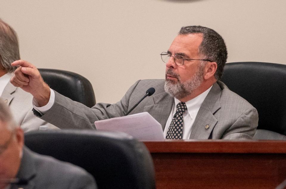 State Rep. Chris Pringle, R-Mobile, the chair of the Permanent Legislative Reapportionment Committee, speaks during a meeting at the Alabama Statehouse on July 17, 2023.