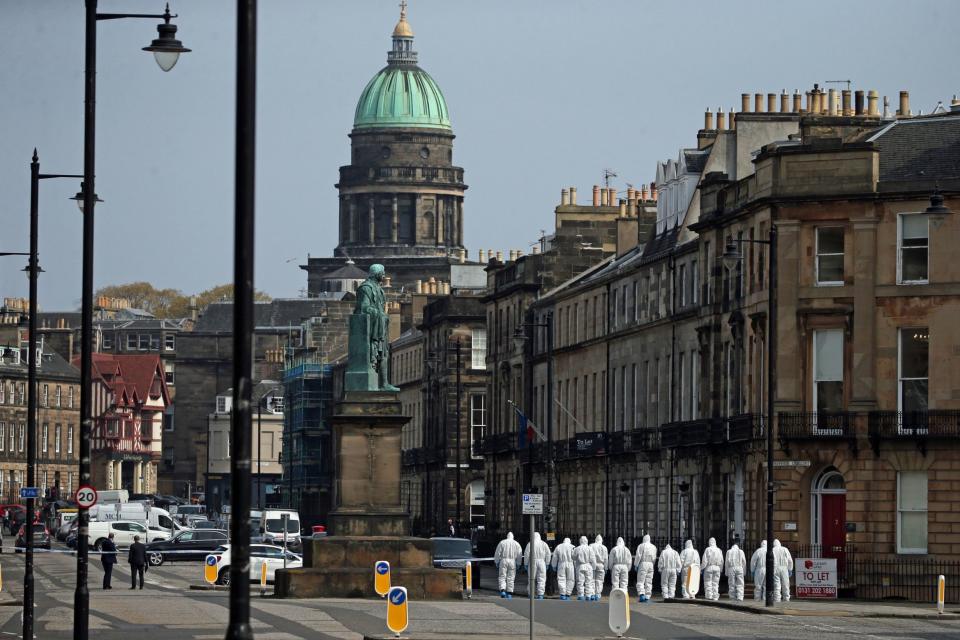 Forensics on Melville Street in Edinburgh. (PA)