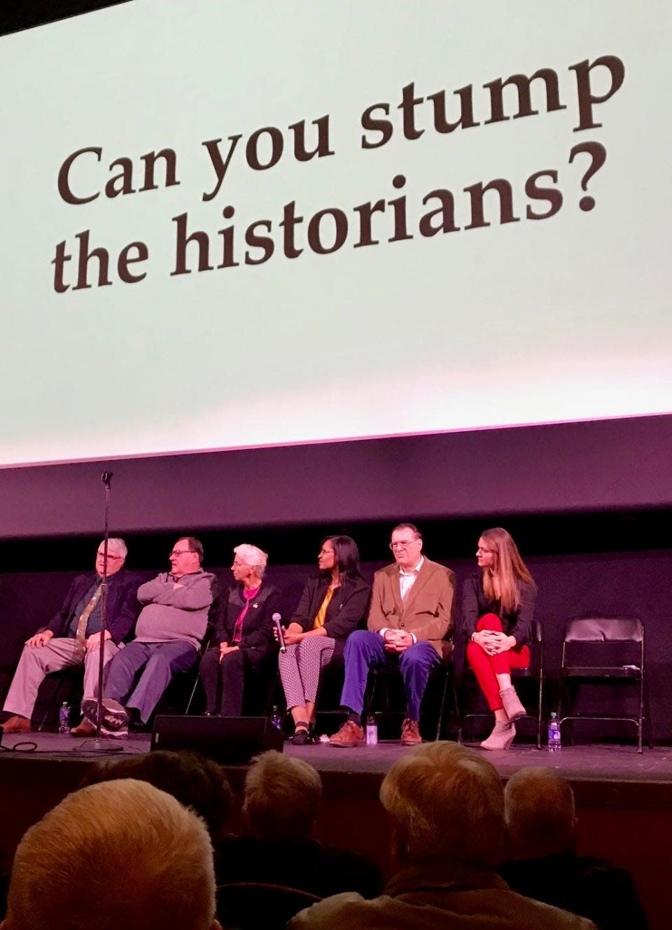 The historians at the last of five evenings of York County History Storytellers in 2019 presented before a capacity audience at Appell’s Center’s Capitol Theater. The Storytellers will return on 7 p.m. Dec. 7 at Wyndridge Farm, presented by Hometown History, the York Daily Record and the York County History Center. Historians on the 2023 panel: June Burk Lloyd, Stephen H. Smith, Samantha Dorm, Jeri Jones, Cisco Soto and Caroline Smith. Historians Jamie Noerpel and Dominish Marie Miller will tell about the rich history of Wyndridge in a “Hometown History” segment.