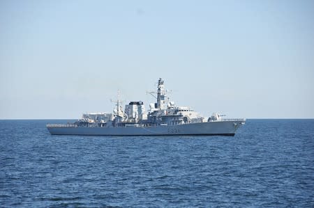 U.S. Navy photo of Royal Navy vessel HMS Montrose at sea during Baltic Operations