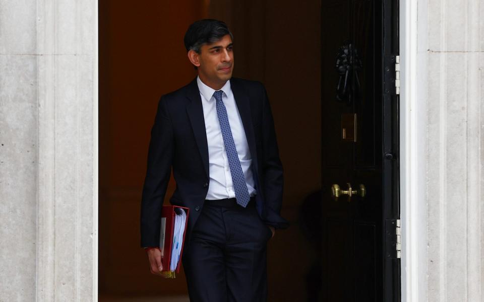 Rishi Sunak, the Prime Minister, leaves 10 Downing Street this morning