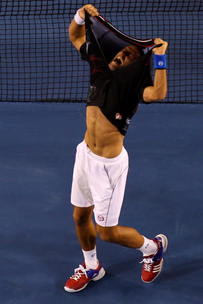 Stripping for joy after winning the Australian Open