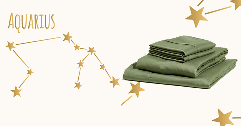 Ecosa 100% organic bamboo Queen sheet set in olive green, $192. Photo: Getty Images, Ecosa.