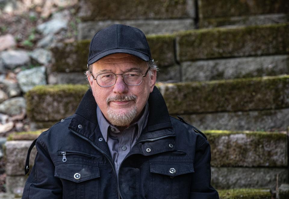 Award-winning composer and writer Rupert Holmes outside his home in Cold Spring, N.Y. April 11, 2023. Holmes latest book is "Murder Your Employer: The McMasters Guide to Homicide."